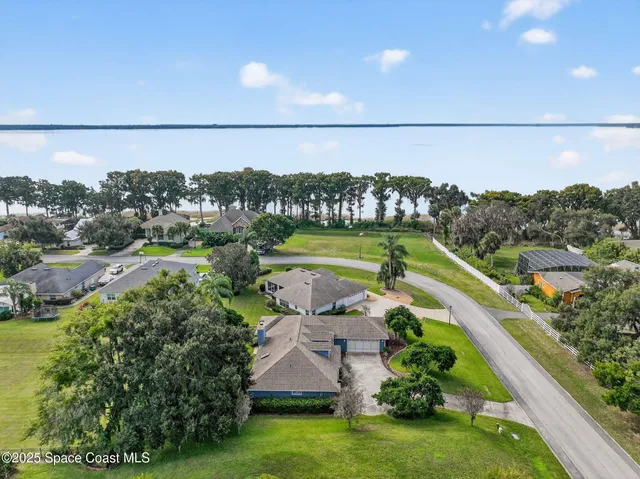 an aerial view of a house