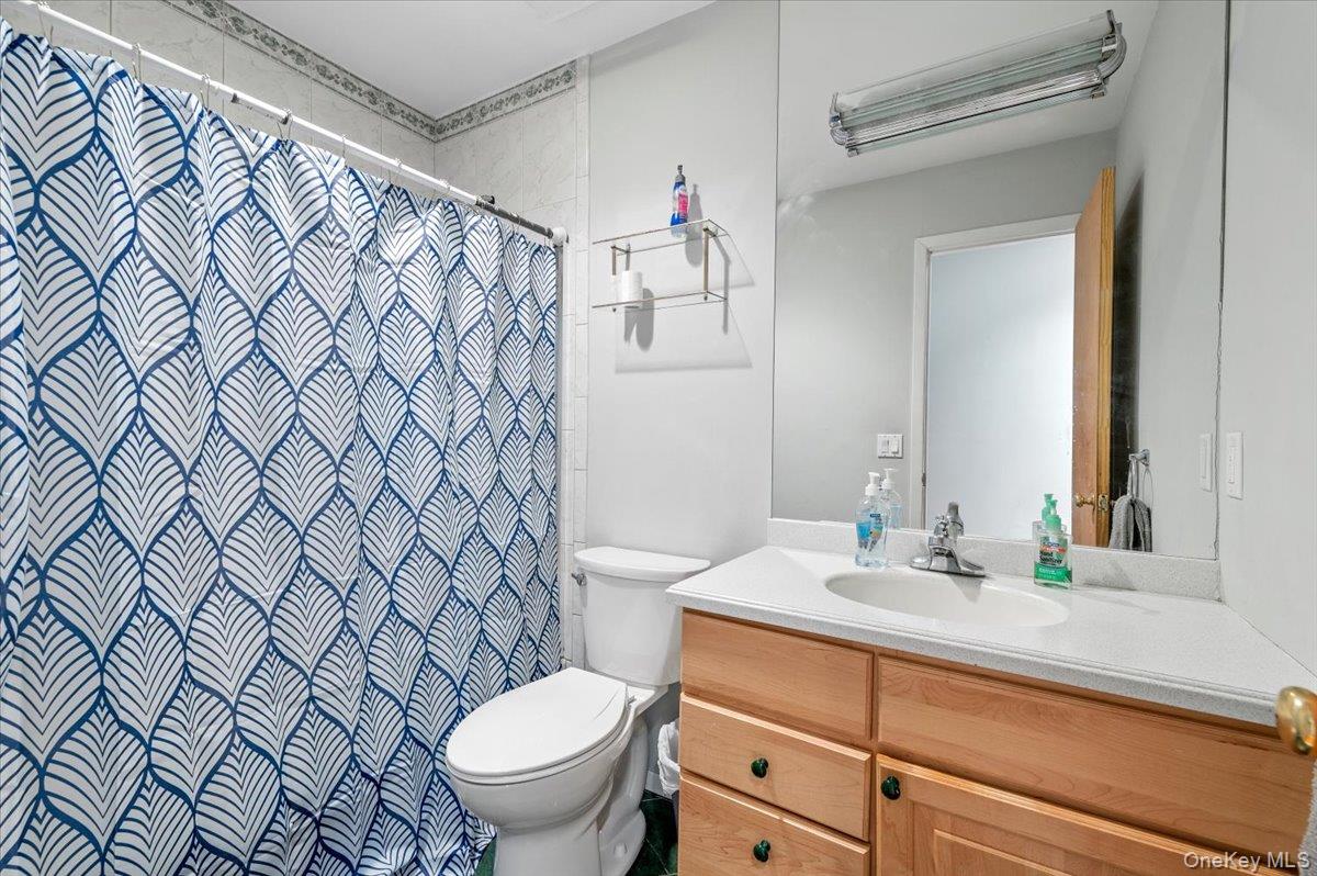 24 Wisteria Drive Remsenburg, NY 11960 - Photo 29 of 44 a bathroom with a granite countertop toilet sink and mirror