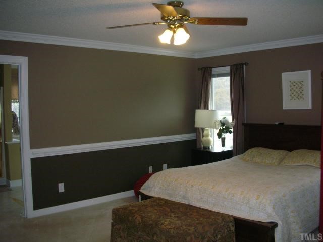 7617 Kennebec Road Willow Spring, NC 27592 - Photo 8 of 12 Huge master bedroom with ceiling fan full-length windows and molding.