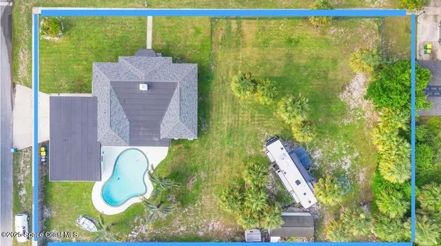 a aerial view of a garden