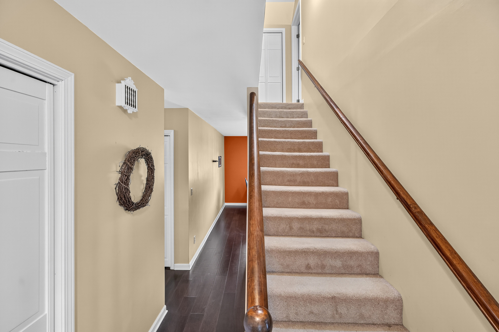 4454 North Prairie View Road Argenta, IL 62501 - Photo 24 of 45 a view of staircase with wooden floor and a chandelier