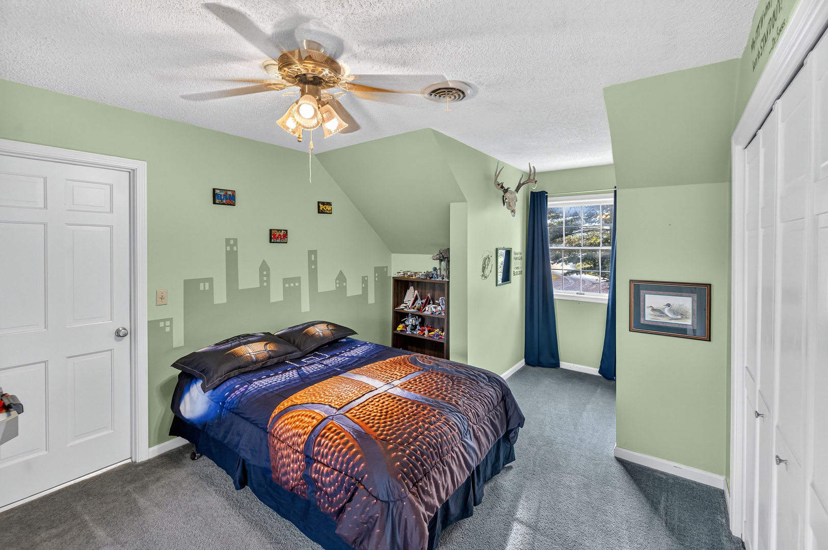 4454 North Prairie View Road Argenta, IL 62501 - Photo 25 of 45 a bedroom with a bed and a chandelier