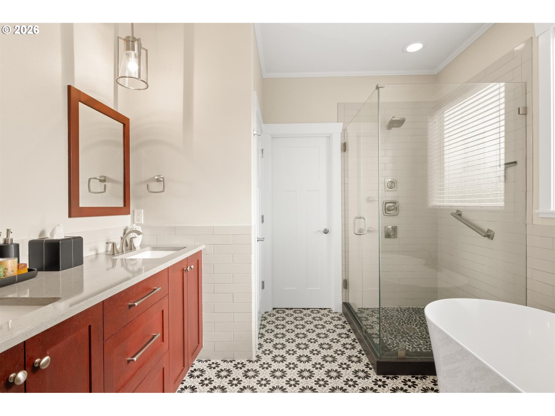 1274 South 15th Way Ridgefield, WA 98642 - Photo 19 of 46 a bathroom with a sink a toilet a shower and a mirror