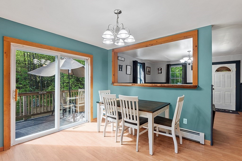 540 Royalston Road Phillipston, MA 01331 - Photo 10 of 38 a view of a dining room with furniture wooden floor and chandelier