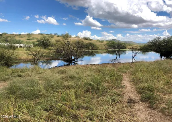a view of a lake with houses