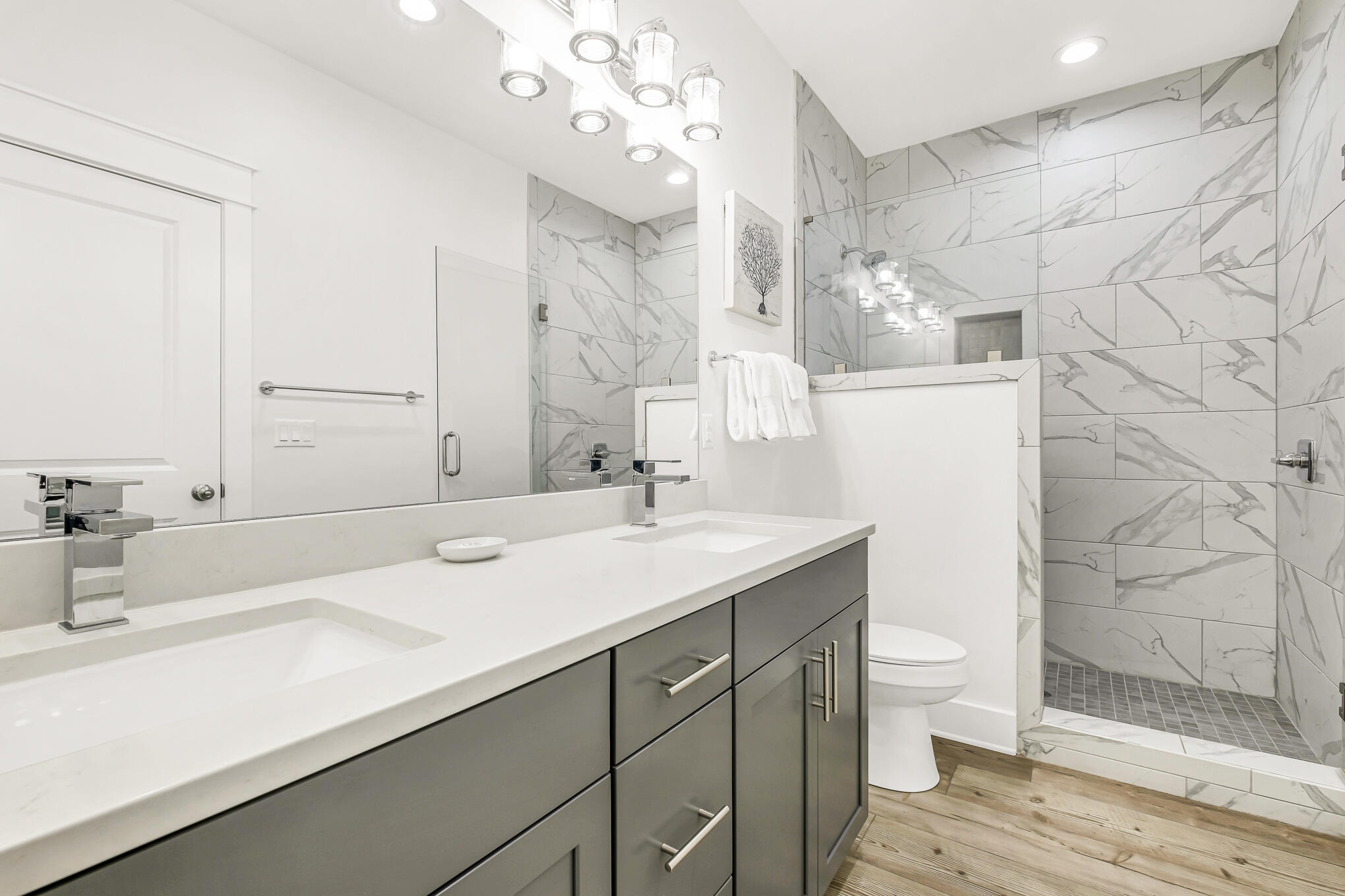 80 Sunfish Street Destin, FL 32541 - Photo 32 of 51 a bathroom with a sink toilet double vanity and shower