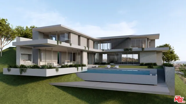 a front view of a house with swimming pool