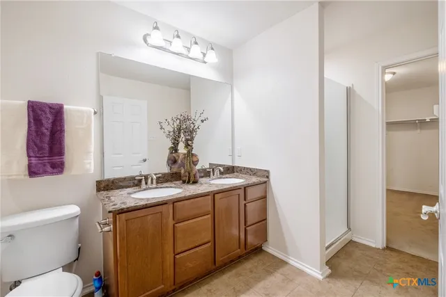 a bathroom with a toilet a sink and mirror