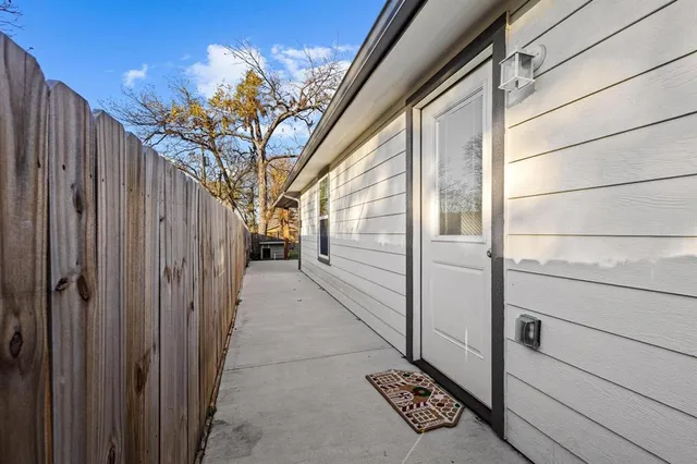 a view of a wooden door