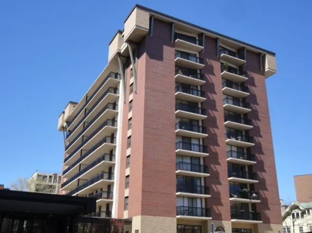 a front view of building