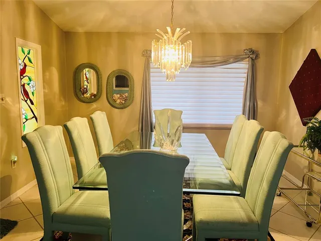 a view of dining room with windows