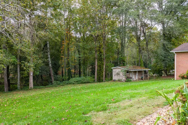 a view of a house with backyard and a hammock