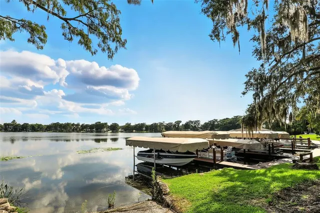 a view of a lake from a city
