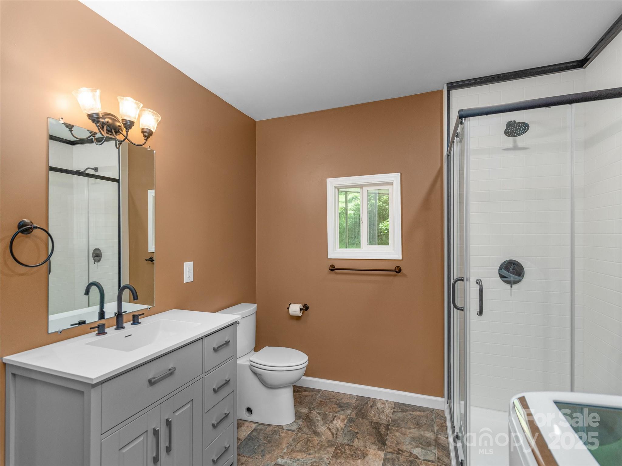 280 Noland Drive Clyde, NC 28721 - Photo 8 of 32 a bathroom with a toilet a sink and mirror