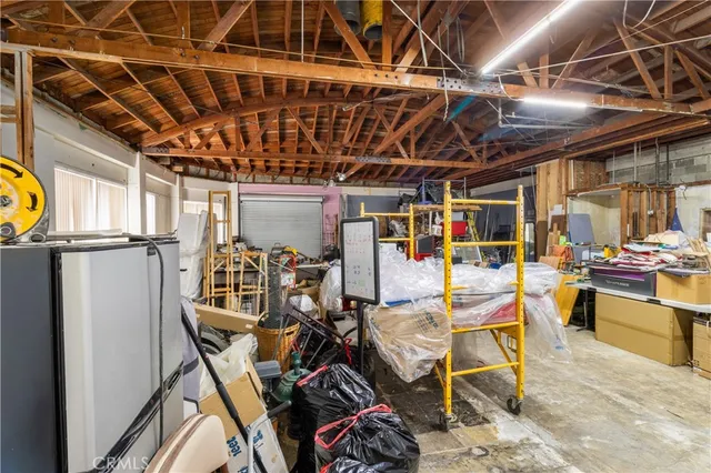 a view of a storage room with chairs