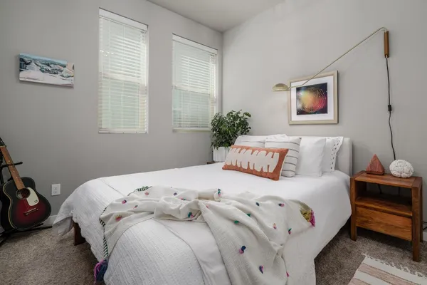 a view of a street from a patio