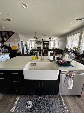 a living room with a couch and a table