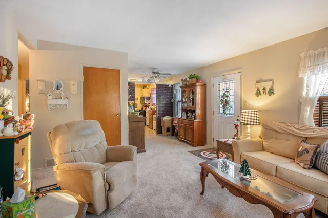 a living room with furniture and a couch