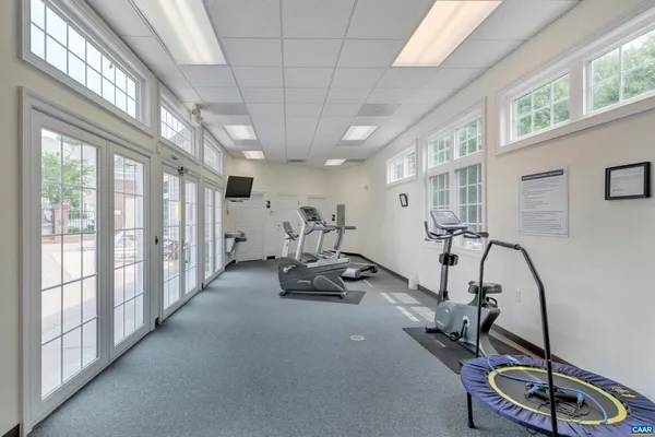 a view of a room with gym equipment