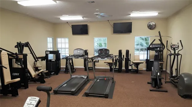 a view of a room with gym equipment