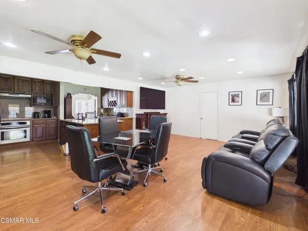 a living room with furniture