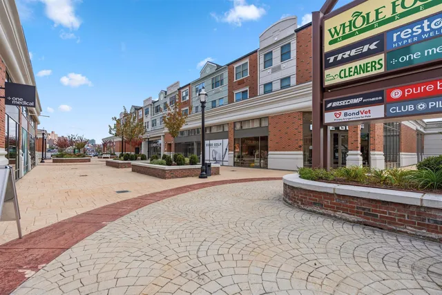 a front view of a building with street