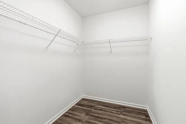 a view of a room with racks on the wall