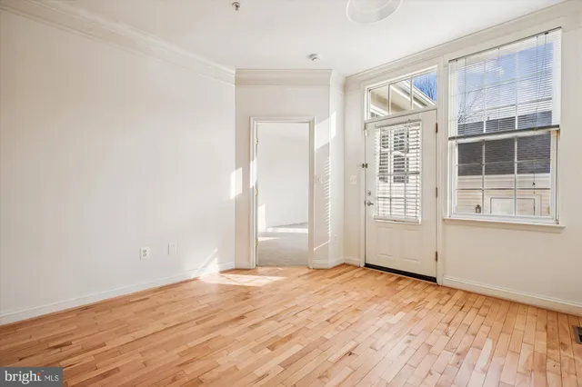 an empty room with windows