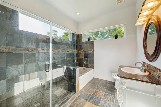 an aerial view of a house