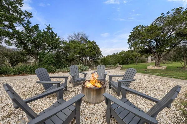 a view of a patio with furniture