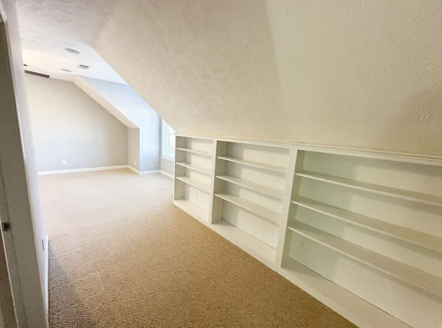 a view of closet area with empty racks