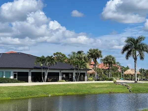 a view of outdoor space with palm trees