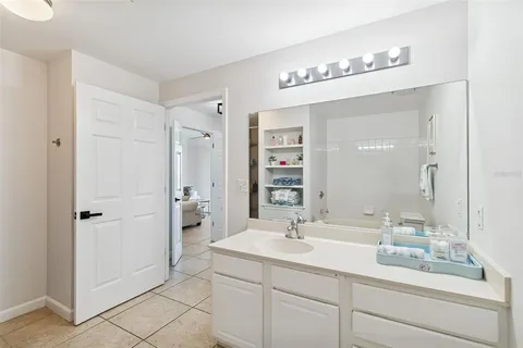 a bathroom with a bathtub