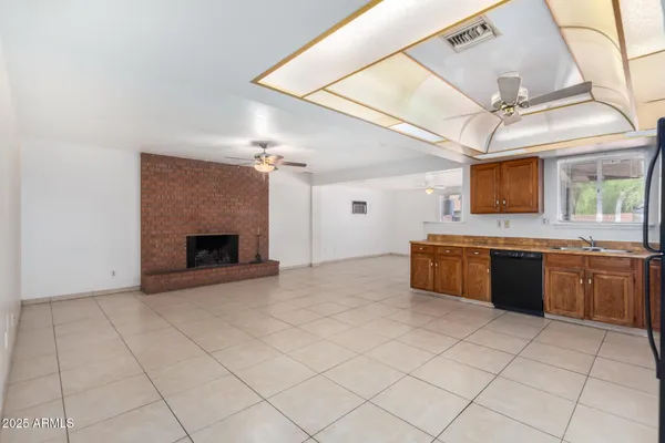 a large kitchen with a stove