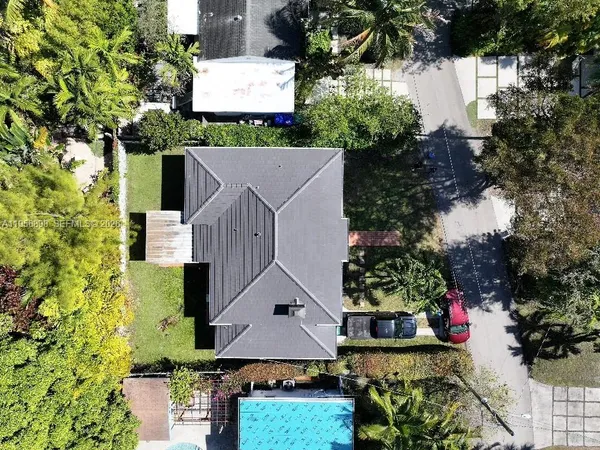 an aerial view of a house