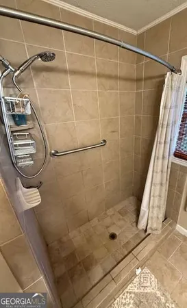 a bathroom with a shower