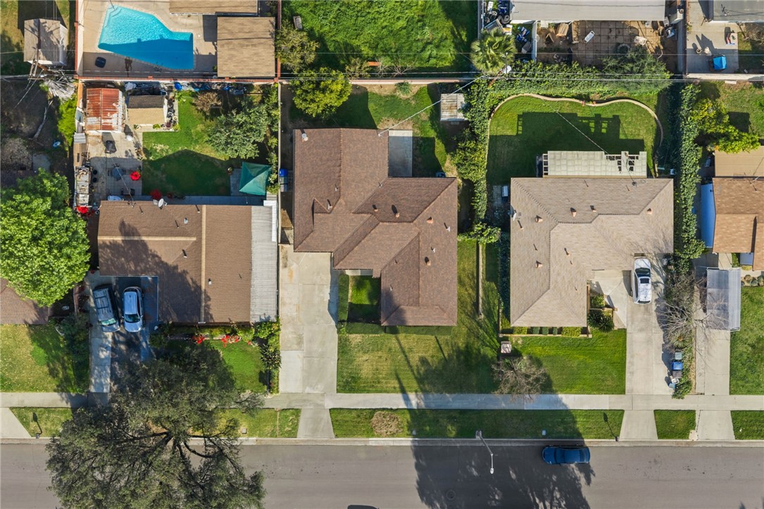 3075 David Street Riverside, CA 92506 - Photo 39 of 40 Overhead look at the property footprint, lot placement, and surrounding homes.