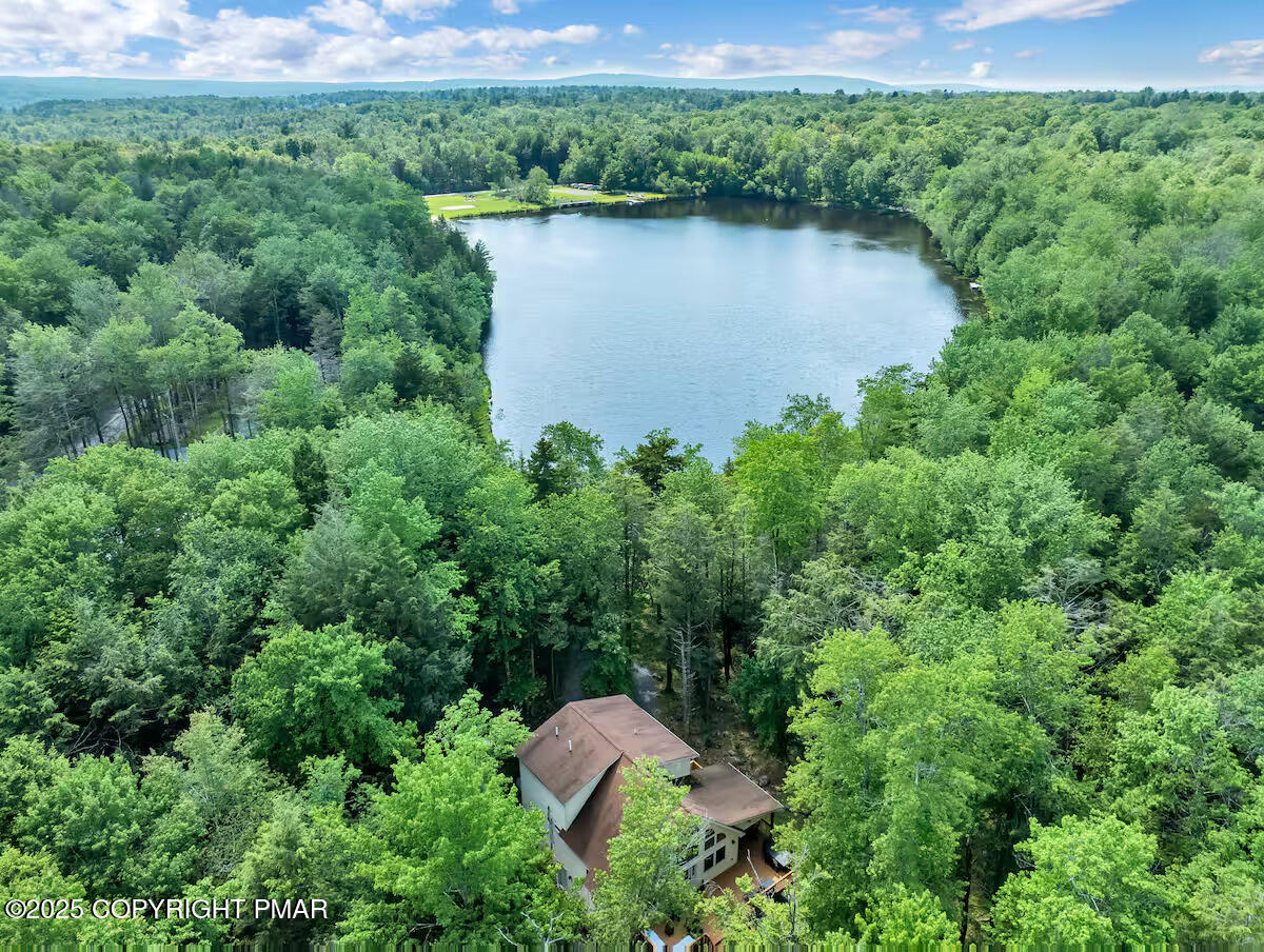 238 King Arthur Road Pocono Lake, PA 18347 - Photo 90 of 95 an aerial view of a house with a yard and lake view