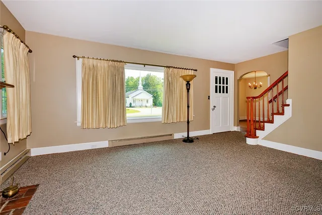 an empty room with windows