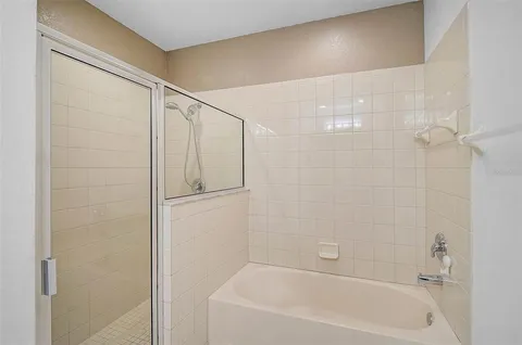 a bathroom with a bathtub