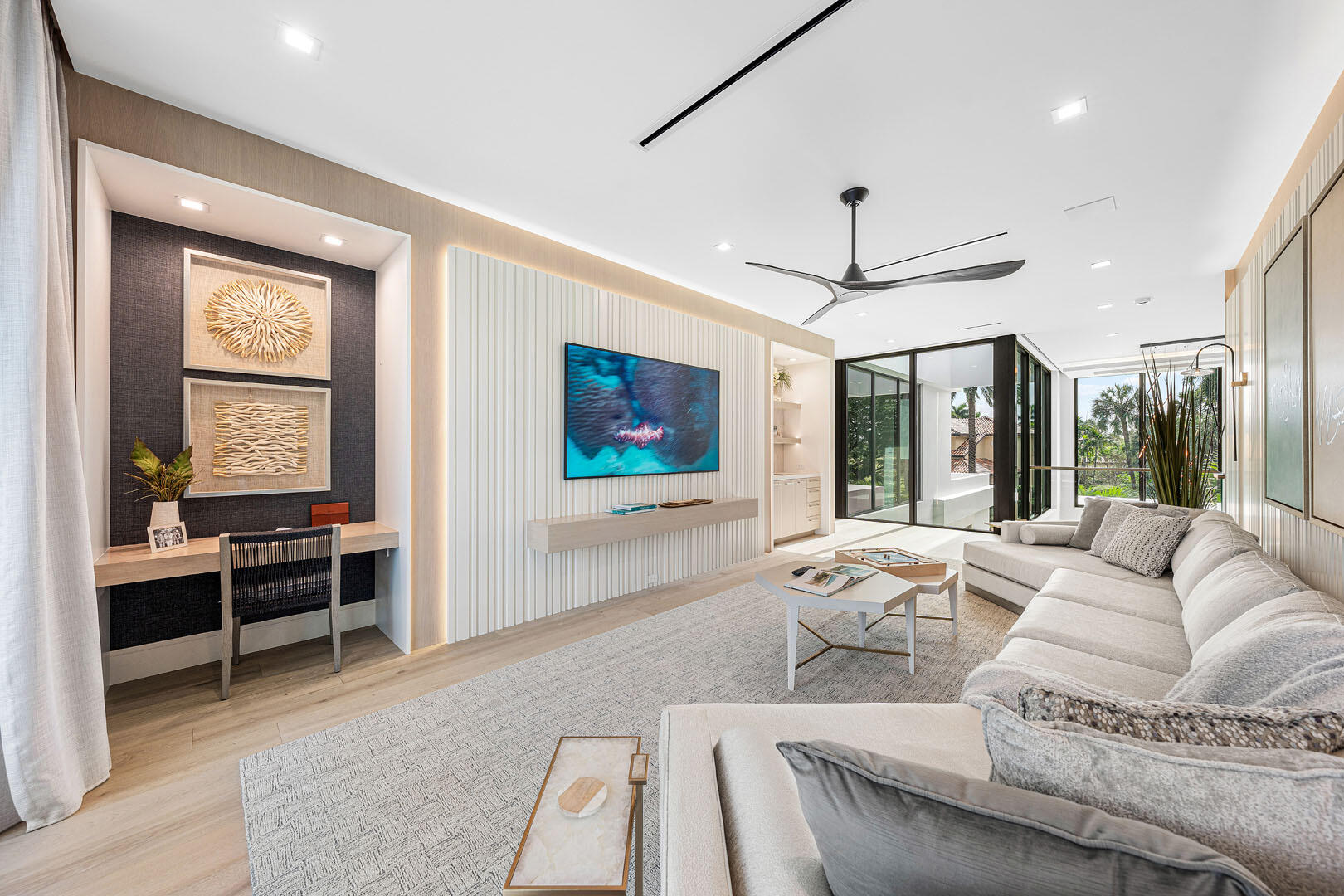 481 Thatch Palm Drive Boca Raton, FL 33432 - Photo 54 of 98 a living room with furniture windows and a flat screen tv