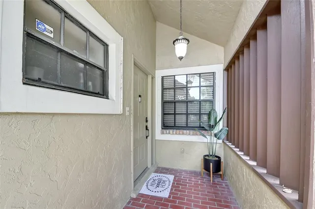 a hallway with front door