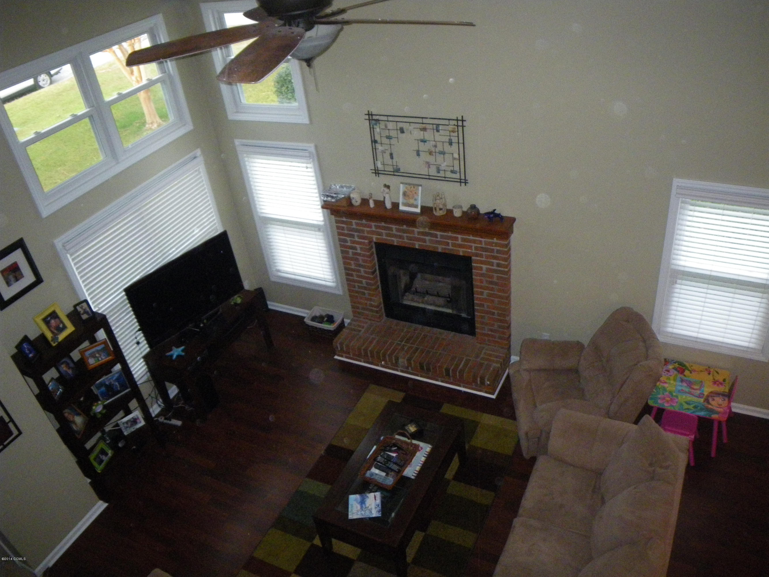 Vaulted ceiling in living room