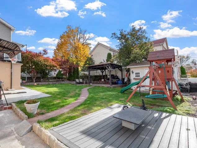 a view of a park with slide