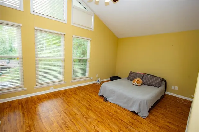 a view of a backyard with garden