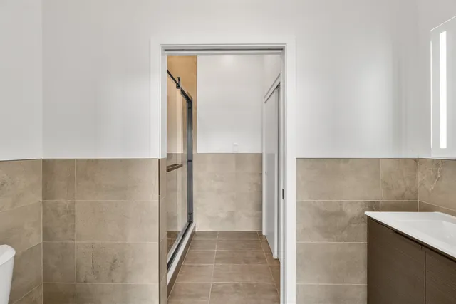 a bathroom with a shower