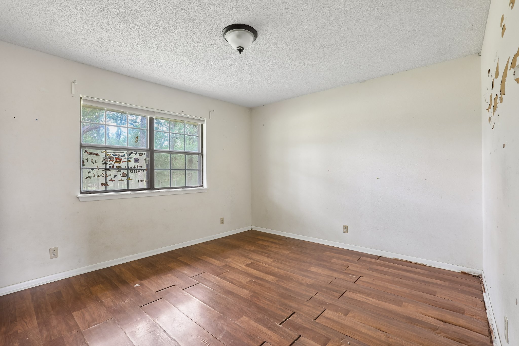 406 Monkey Road Elgin, TX 78621 - Photo 20 of 39 Spacious room featuring wood-finish flooring, white baseboards, and a window with a roller blind