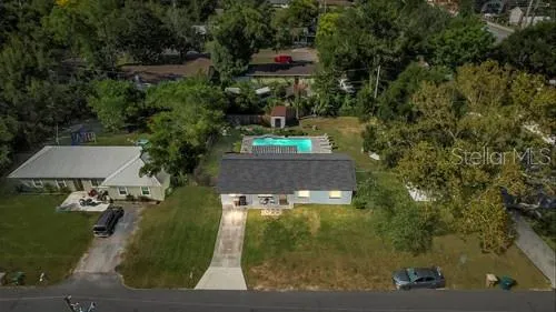 an aerial view of a house