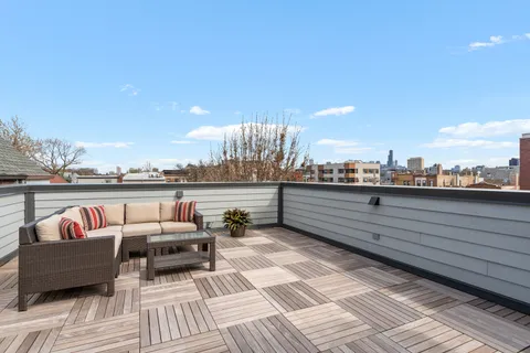 a view of a terrace with seating space