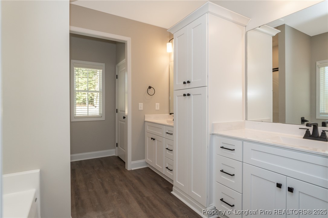229 August Lane Raeford, NC 28376 - Photo 18 of 39 a bathroom with a sink a mirror and a window